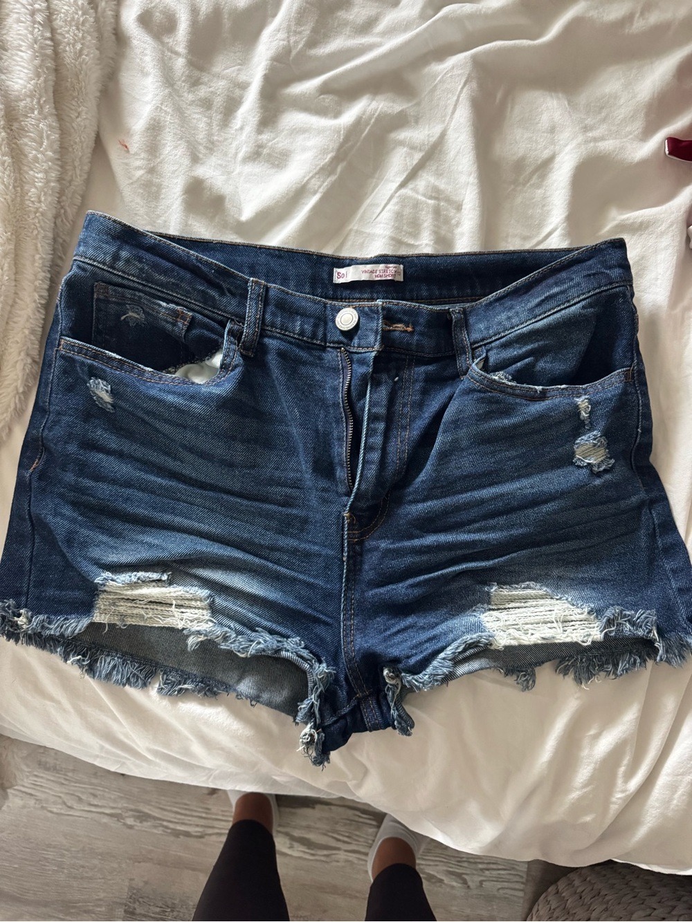 SO Dark Blue Distressed Denim Jean Shorts